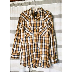 High Noon western snap closures plaid shirt size L